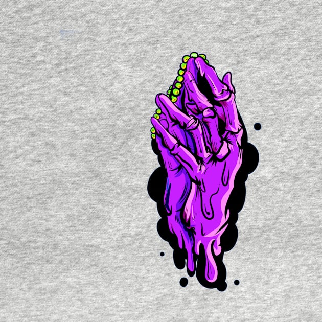 Dope purple praying skulls hands drawing by slluks_shop